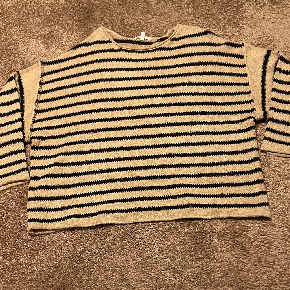 PROMESA. Tan & Black OVERSIZED Striped Sweater. Size S. Would fit a Large. NWOT